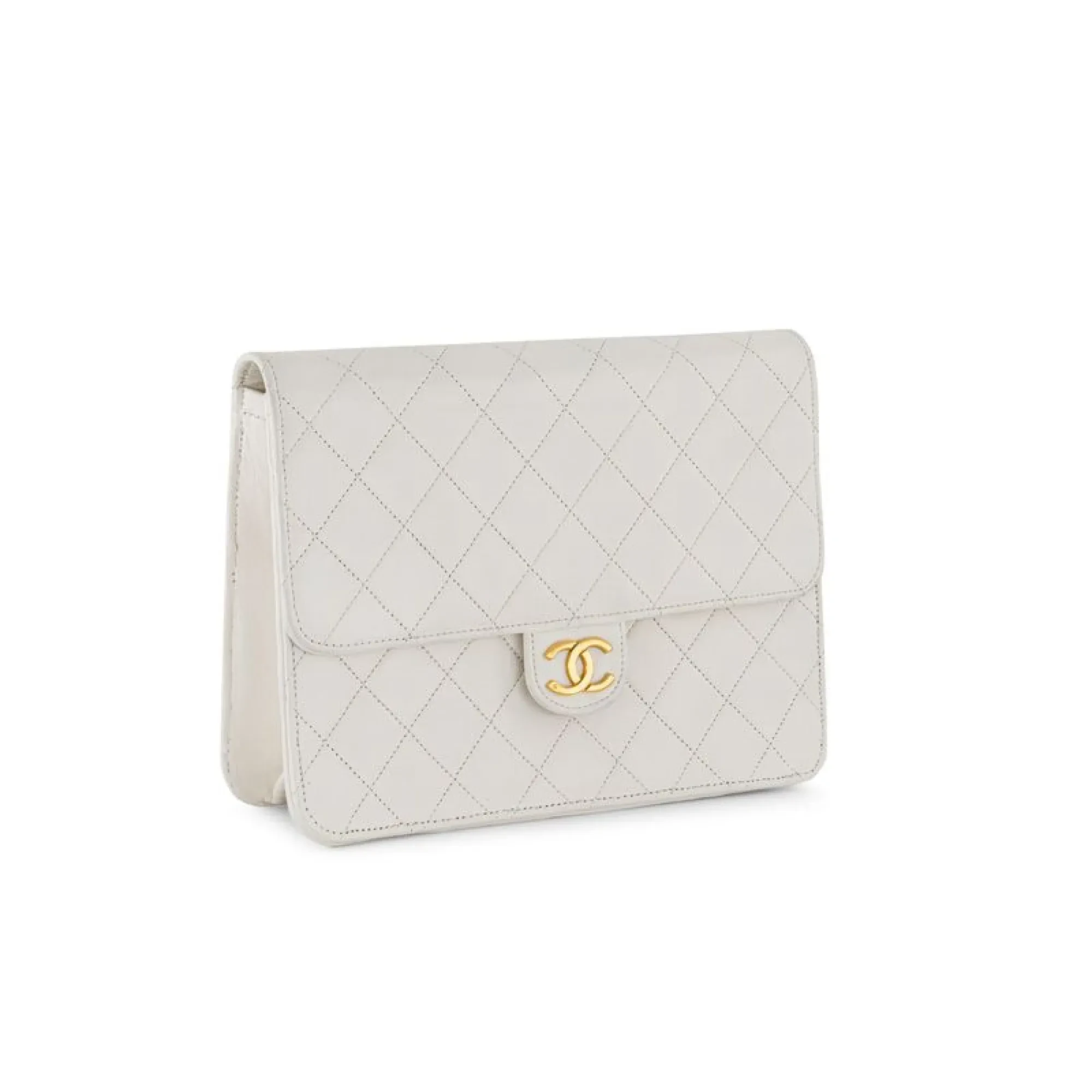Chanel · Single Flap · White Lambskin · Gold Hardware · 1980s - View 4